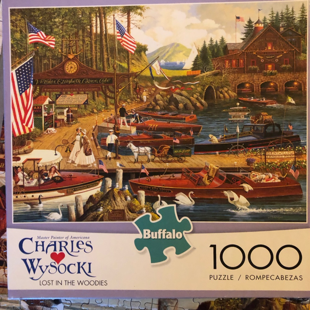 Charles Wysocki 1000 piece puzzle lost in the woodies complete with poster